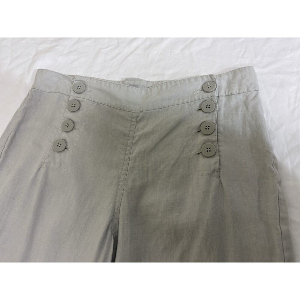 Linen Wide Leg Pants Tan Button Up Cottage Prairie Beach Coastal Women’s Size S - Picture 5 of 11
